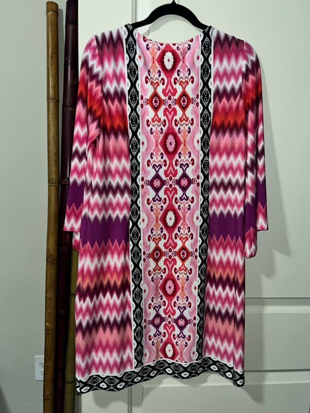 London Times Pink & Purple Patterned V-Neck Tunic Dress - Picture 3 of 5